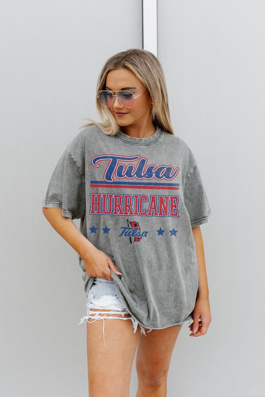 TULSA GOLDEN HURRICANE HERE TO PLAY OVERSIZED CREWNECK TEE