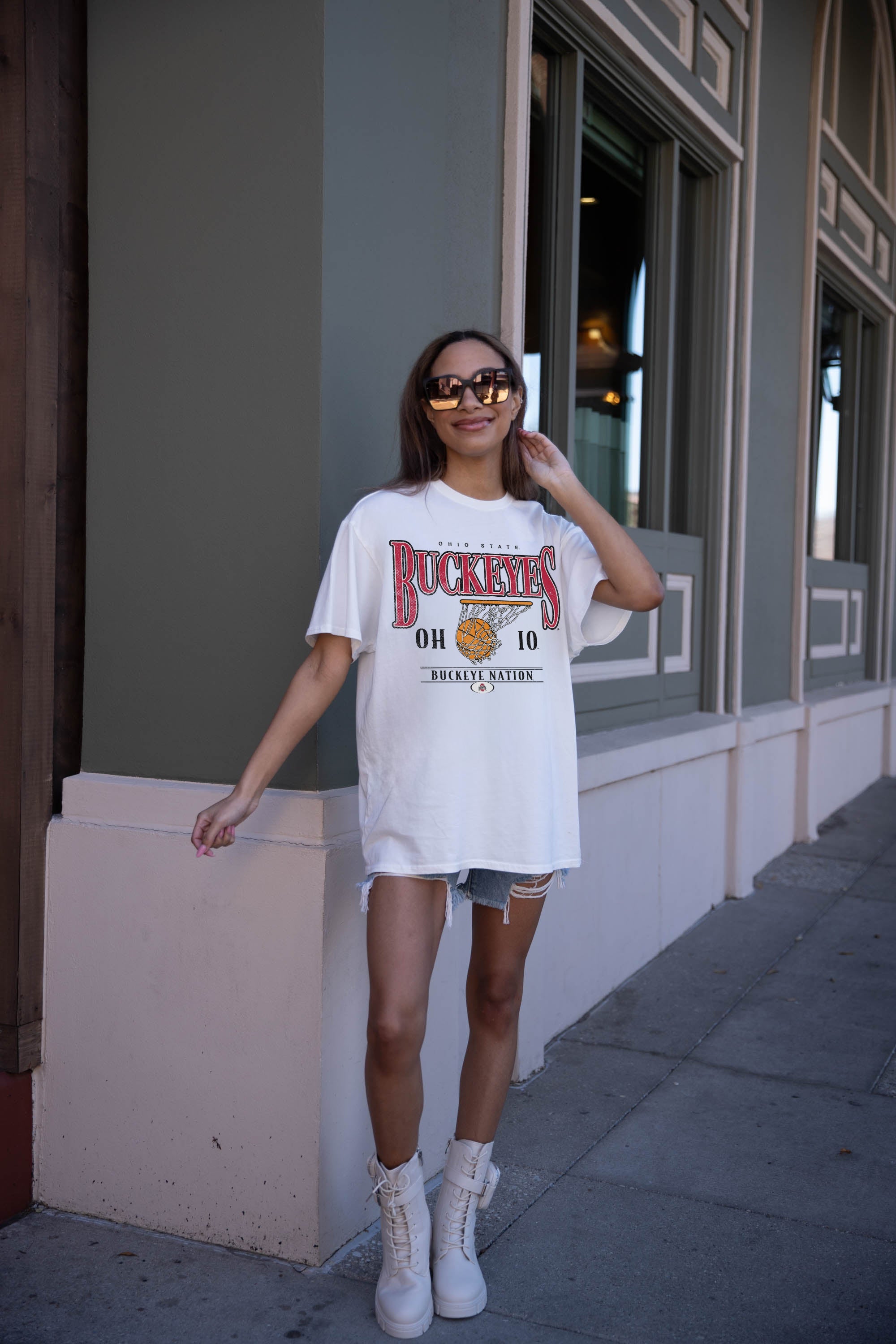 OHIO STATE BUCKEYES COURT DATE OVERSIZED CREWNECK TEE