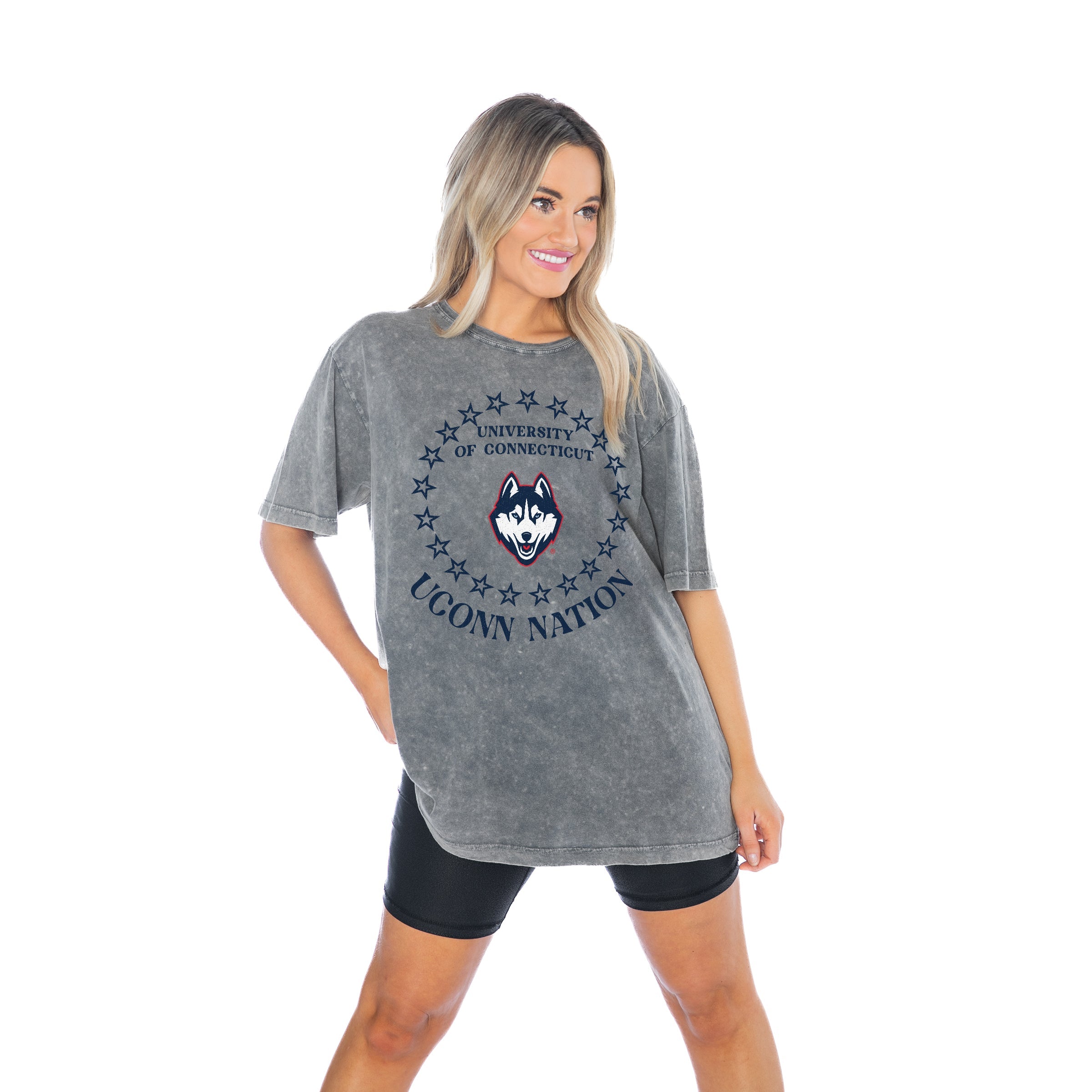 UCONN HUSKIES BRIGHTEST STAR OVERSIZED CREWNECK TEE