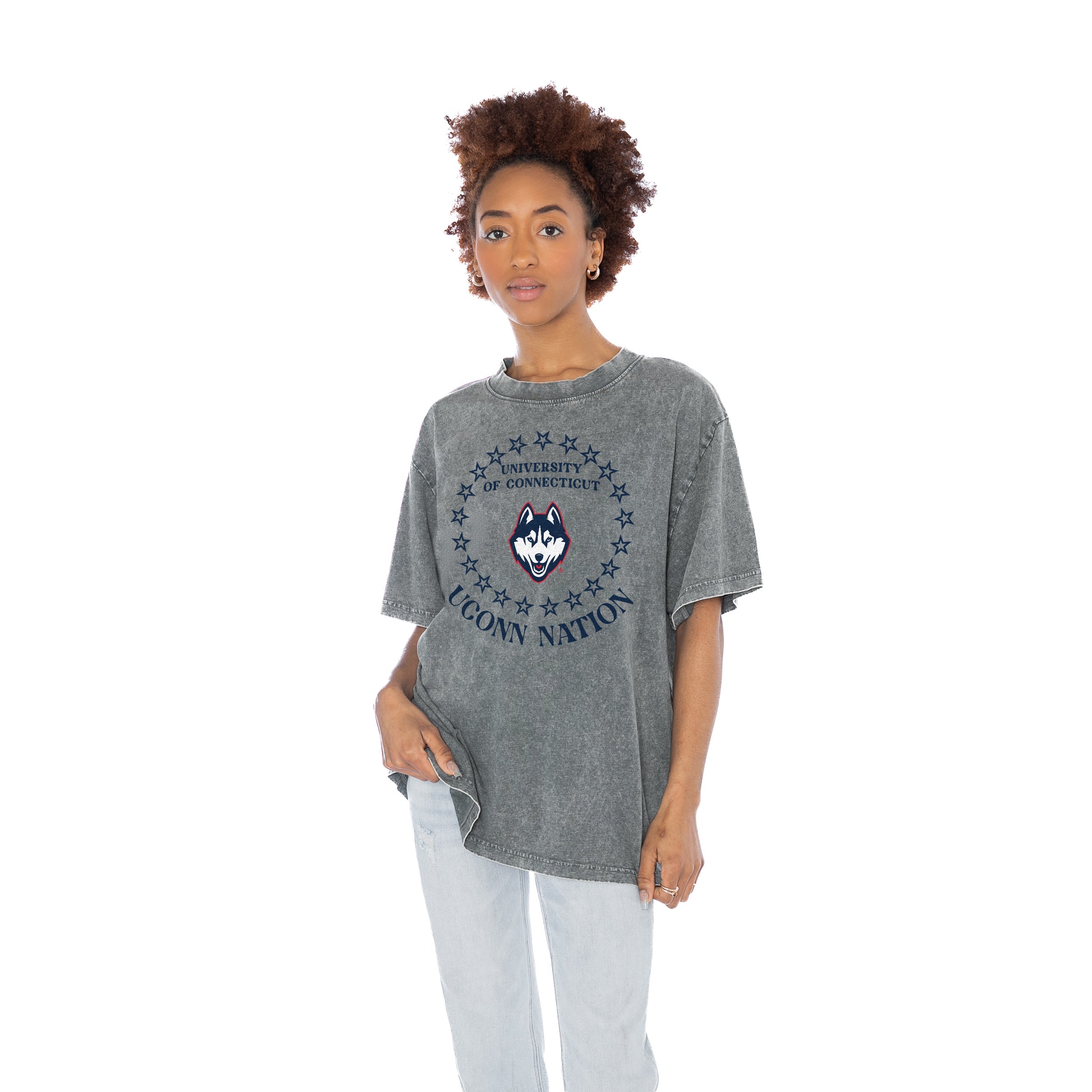 UCONN HUSKIES BRIGHTEST STAR OVERSIZED CREWNECK TEE