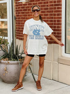 NORTH CAROLINA TAR HEELS UP YOUR GAME OVERSIZED CREWNECK TEE BY MADI PREWETT