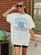 NORTH CAROLINA TAR HEELS UP YOUR GAME OVERSIZED CREWNECK TEE BY MADI PREWETT