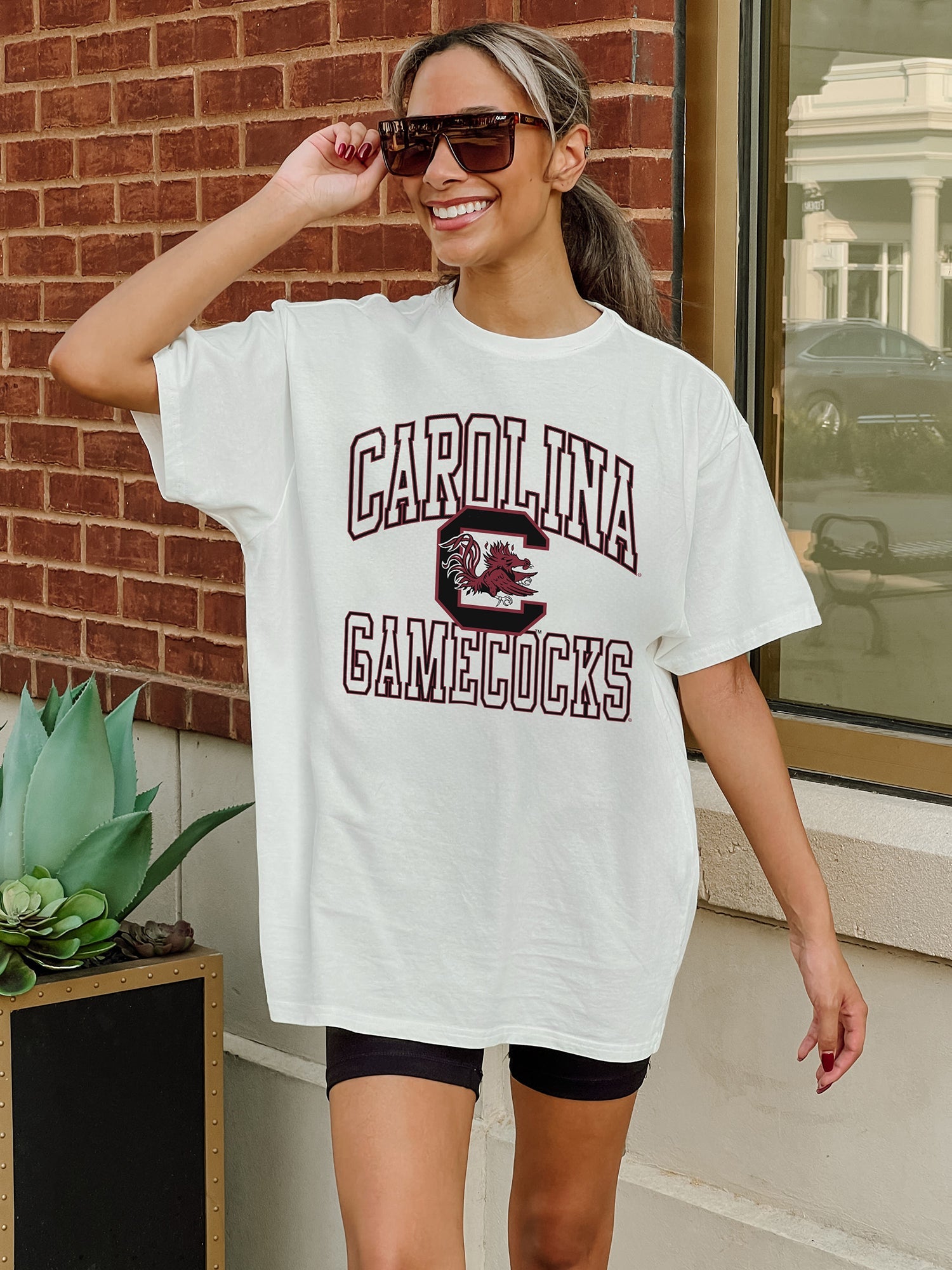 SOUTH CAROLINA GAMECOCKS UP YOUR GAME OVERSIZED CREWNECK TEE BY MADI PREWETT