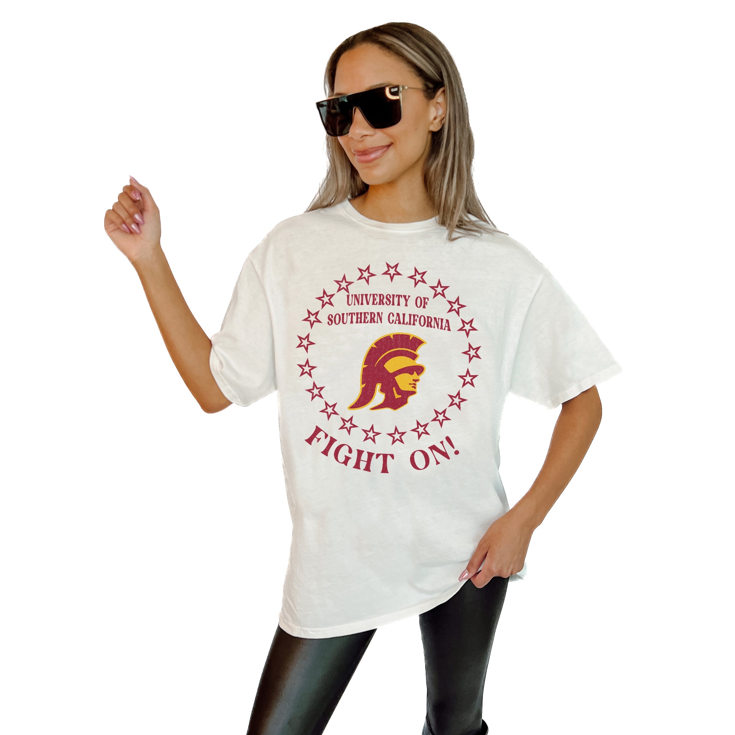 USC TROJANS ON POINT OVERSIZED CREWNECK TEE