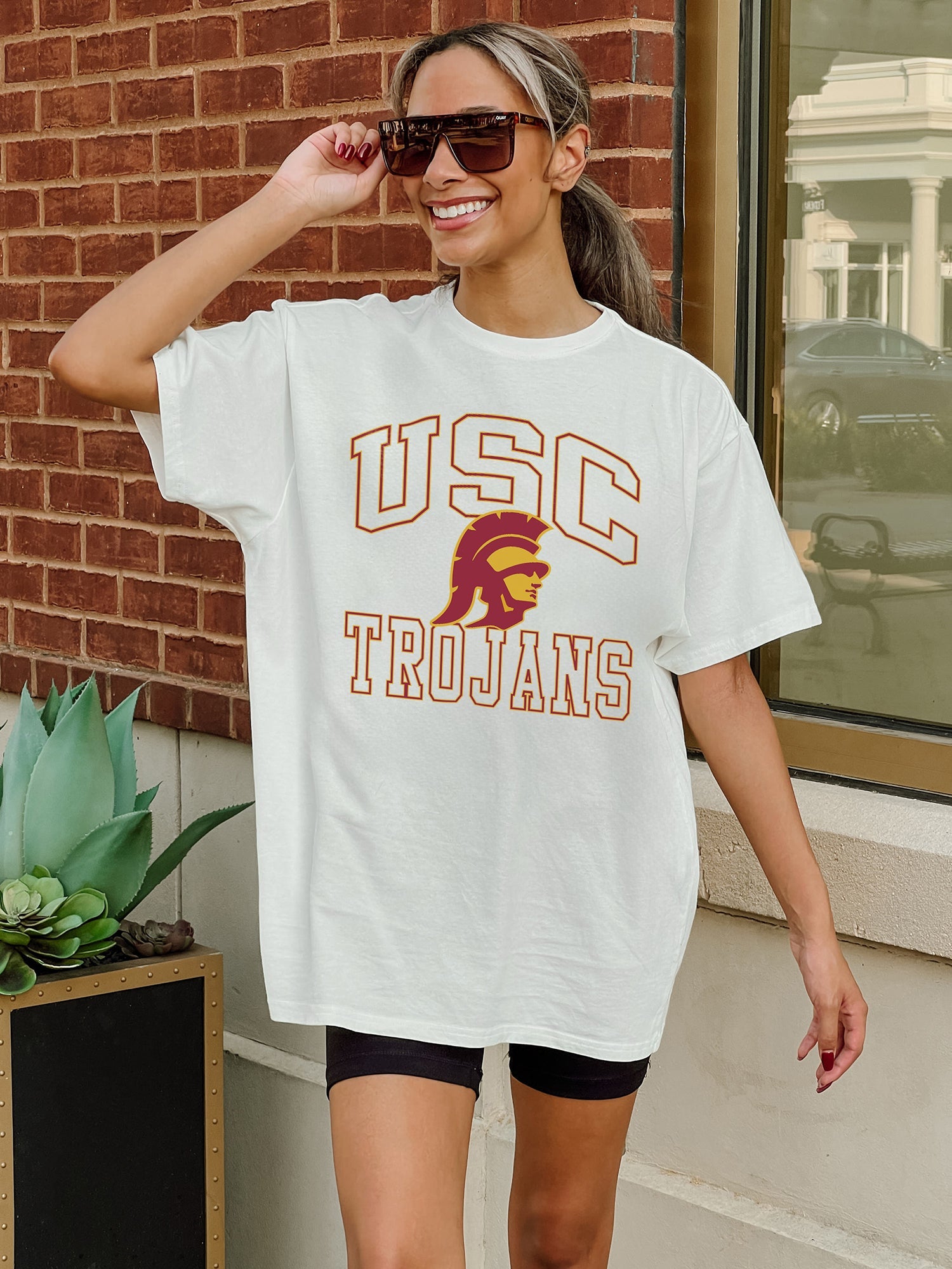 USC TROJANS UP YOUR GAME OVERSIZED CREWNECK TEE BY MADI PREWETT