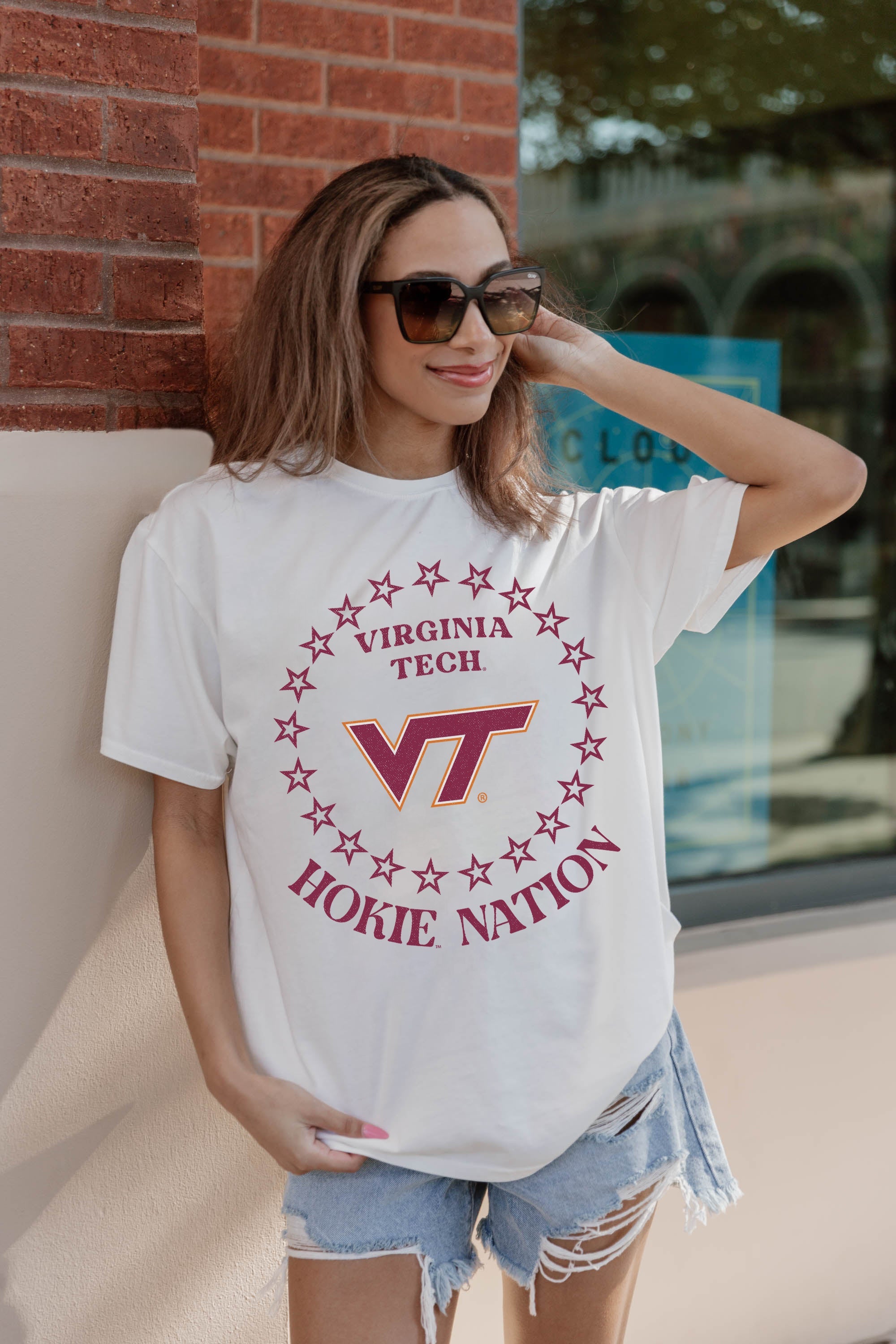 VIRGINIA TECH HOKIES ON POINT OVERSIZED CREWNECK TEE