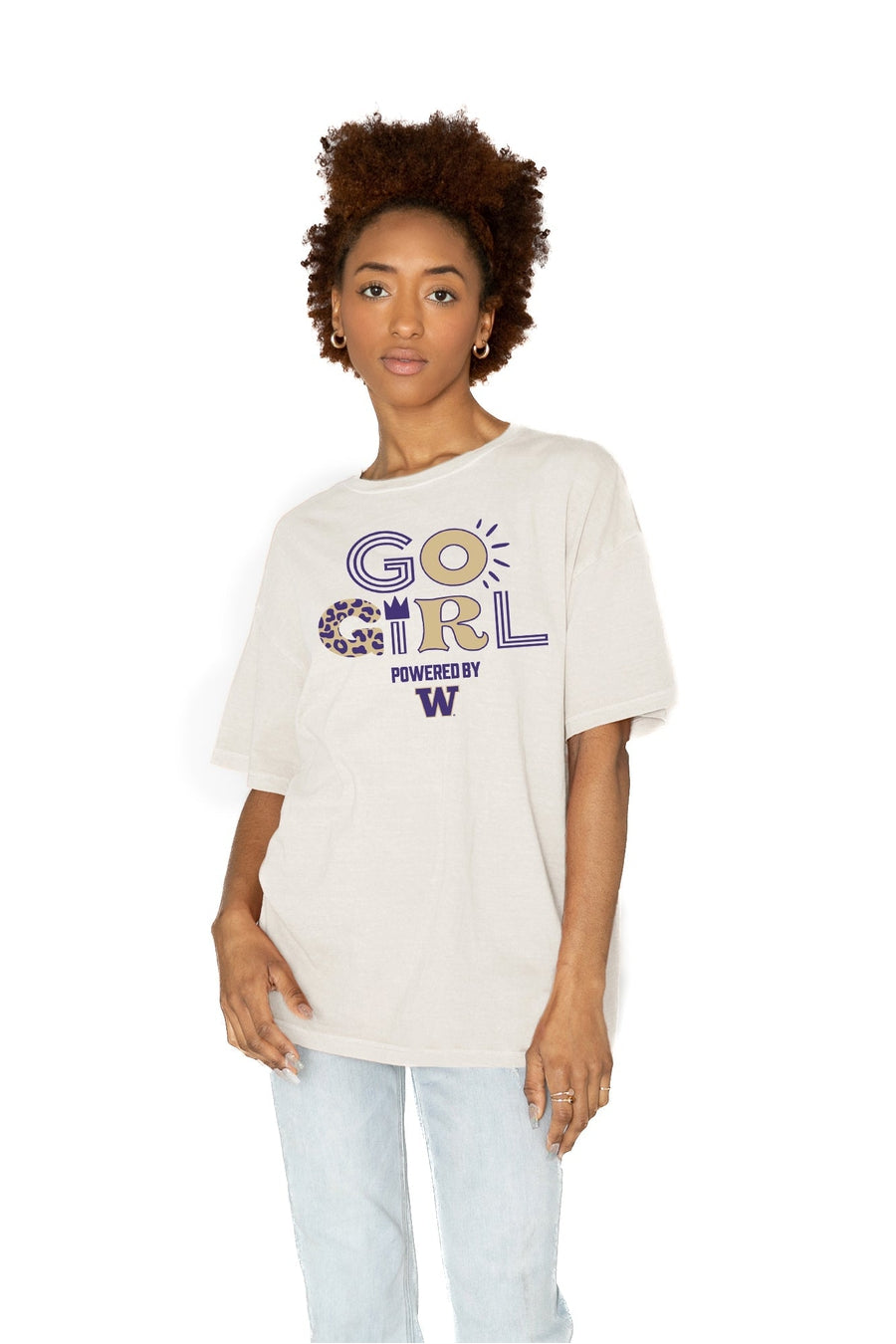 WASHINGTON HUSKIES GO GIRL OVERSIZED CREWNECK TEE