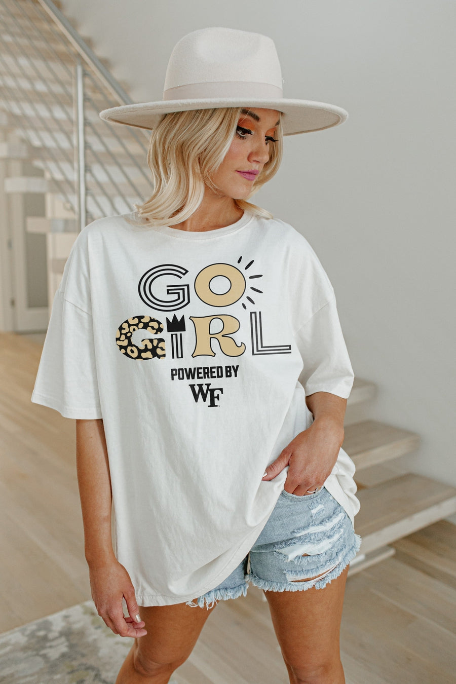 WAKE FOREST DEMON DEACONS GO GIRL OVERSIZED CREWNECK TEE