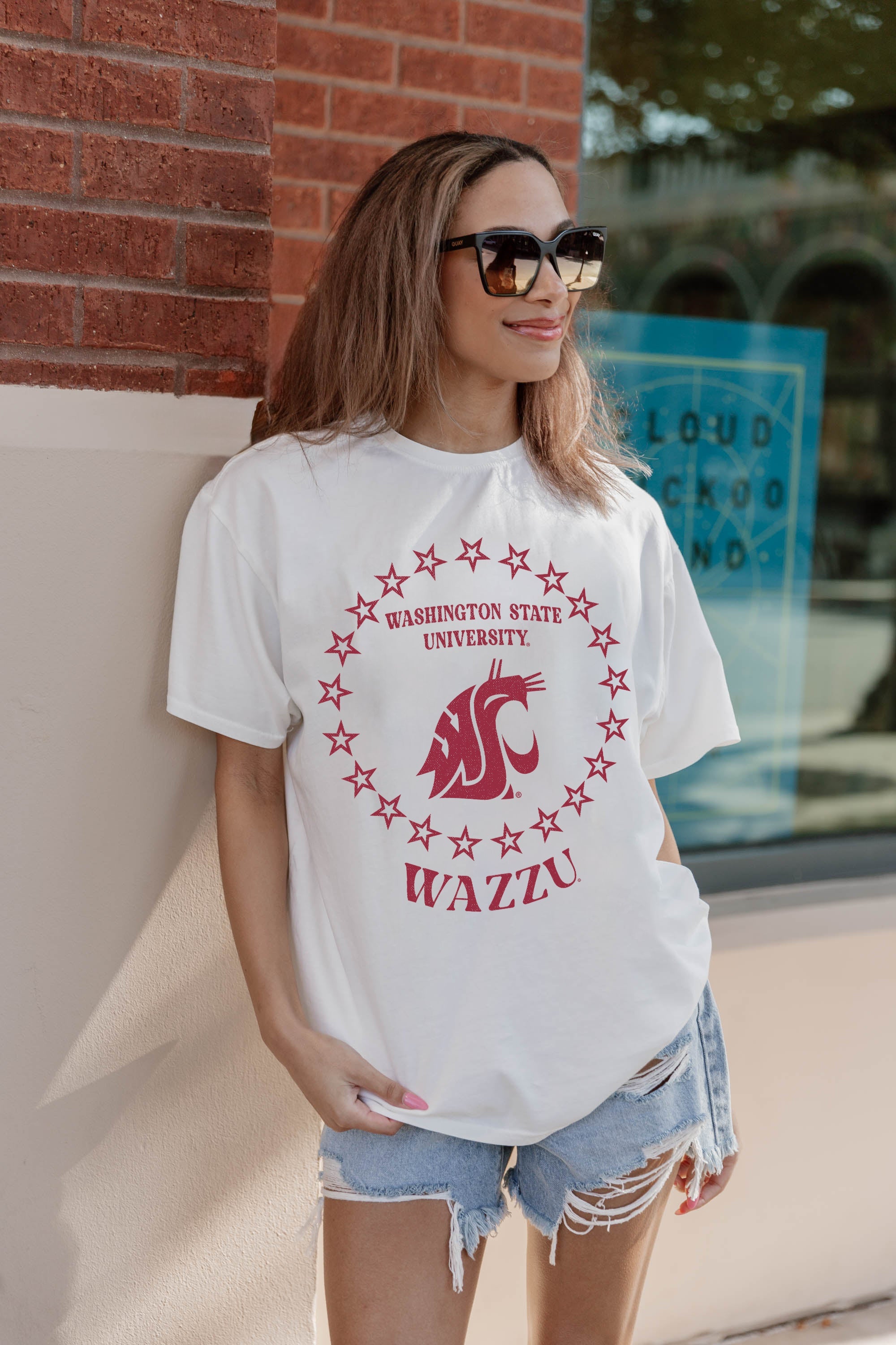 WASHINGTON STATE COUGARS ON POINT OVERSIZED CREWNECK TEE