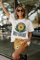 WEST VIRGINIA MOUNTAINEERS BE A CHAMPION OVERSIZED CREWNECK TEE BY MADI PREWETT