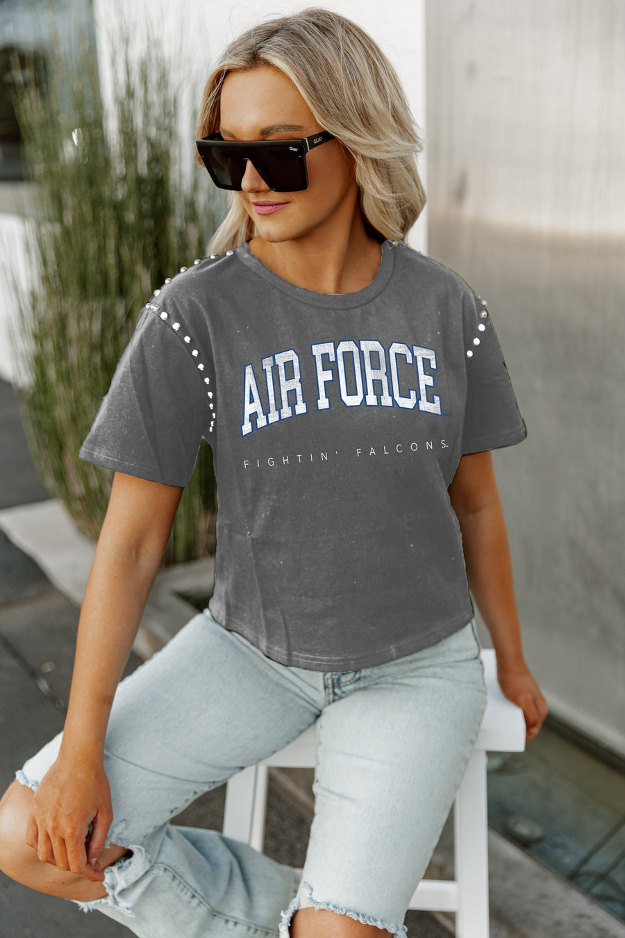 Women's Gameday Couture Gray Air Force Falcons Here to Play Oversized T-Shirt Size: Extra Large