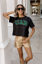 ALABAMA AT BIRMINGHAM BLAZERS AFTER PARTY STUDDED SHORT SLEEVE MODERATELY CROPPED TEE