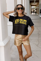 APPALACHIAN STATE MOUNTAINEERS AFTER PARTY STUDDED SHORT SLEEVE MODERATELY CROPPED TEE