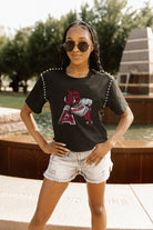 ARKANSAS RAZORBACKS GAMEDAY GALORE  STUDDED SHORT SLEEVE MODERATELY CROPPED TEE