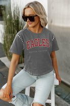 BOSTON COLLEGE EAGLES AFTER PARTY STUDDED SHORT SLEEVE MODERATELY CROPPED TEE