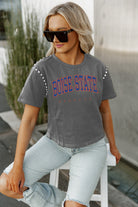 BOISE STATE BRONCOS AFTER PARTY STUDDED SHORT SLEEVE MODERATELY CROPPED TEE