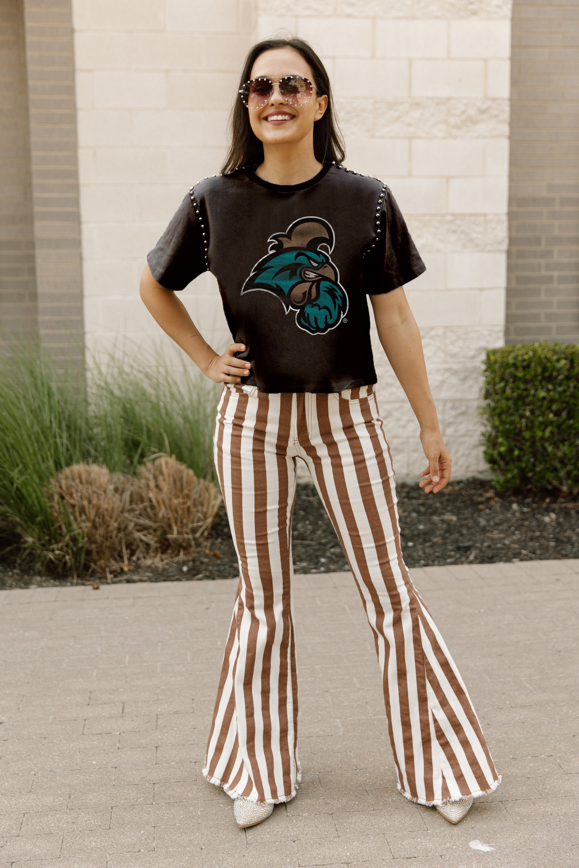 COASTAL CAROLINA CHANTICLEERS GAMEDAY GALORE  STUDDED SHORT SLEEVE MODERATELY CROPPED TEE