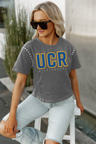 CALIFORNIA RIVERSIDE HIGHLANDERS AFTER PARTY STUDDED SHORT SLEEVE MODERATELY CROPPED TEE