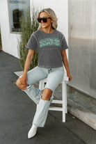 SACRAMENTO STATE HORNETS AFTER PARTY STUDDED SHORT SLEEVE MODERATELY CROPPED TEE