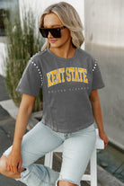 KENT STATE GOLDEN FLASHES AFTER PARTY STUDDED SHORT SLEEVE MODERATELY CROPPED TEE