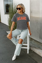 MIAMI HURRICANES AFTER PARTY STUDDED SHORT SLEEVE MODERATELY CROPPED TEE