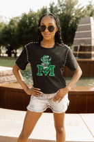 MARSHALL THUNDERING HERD GAMEDAY GALORE  STUDDED SHORT SLEEVE MODERATELY CROPPED TEE