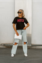 NORTHERN ILLINOIS HUSKIES AFTER PARTY STUDDED SHORT SLEEVE MODERATELY CROPPED TEE