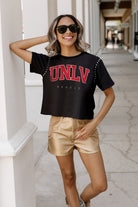 UNLV REBELS AFTER PARTY STUDDED SHORT SLEEVE MODERATELY CROPPED TEE