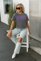 NORTHWESTERN STATE DEMONS AFTER PARTY STUDDED SHORT SLEEVE MODERATELY CROPPED TEE