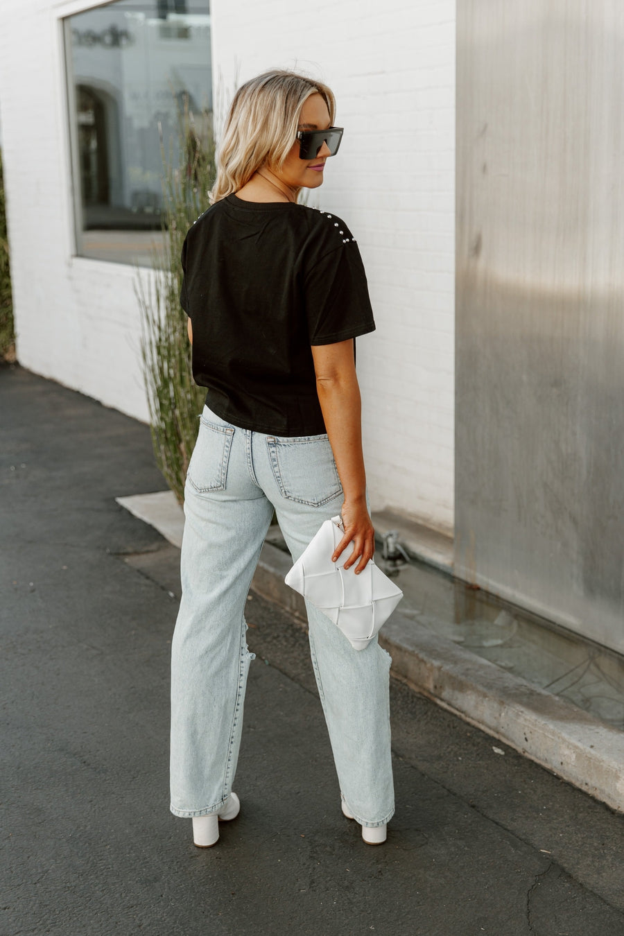 NORTH TEXAS MEAN GREEN AFTER PARTY STUDDED SHORT SLEEVE MODERATELY CROPPED TEE