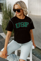 SOUTH FLORIDA BULLS AFTER PARTY STUDDED SHORT SLEEVE MODERATELY CROPPED TEE