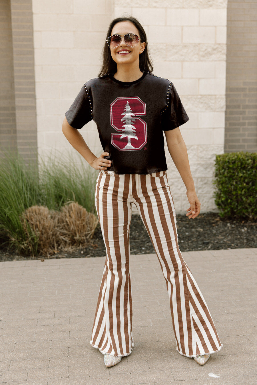 STANFORD CARDINAL GAMEDAY GALORE  STUDDED SHORT SLEEVE MODERATELY CROPPED TEE