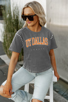 TEXAS AT DALLAS COMETS AFTER PARTY STUDDED SHORT SLEEVE MODERATELY CROPPED TEE