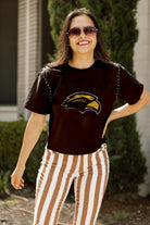 SOUTHERN MISS GOLDEN EAGLES GAMEDAY GALORE  STUDDED SHORT SLEEVE MODERATELY CROPPED TEE