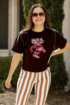 WISCONSIN BADGERS GAMEDAY GALORE  STUDDED SHORT SLEEVE MODERATELY CROPPED TEE