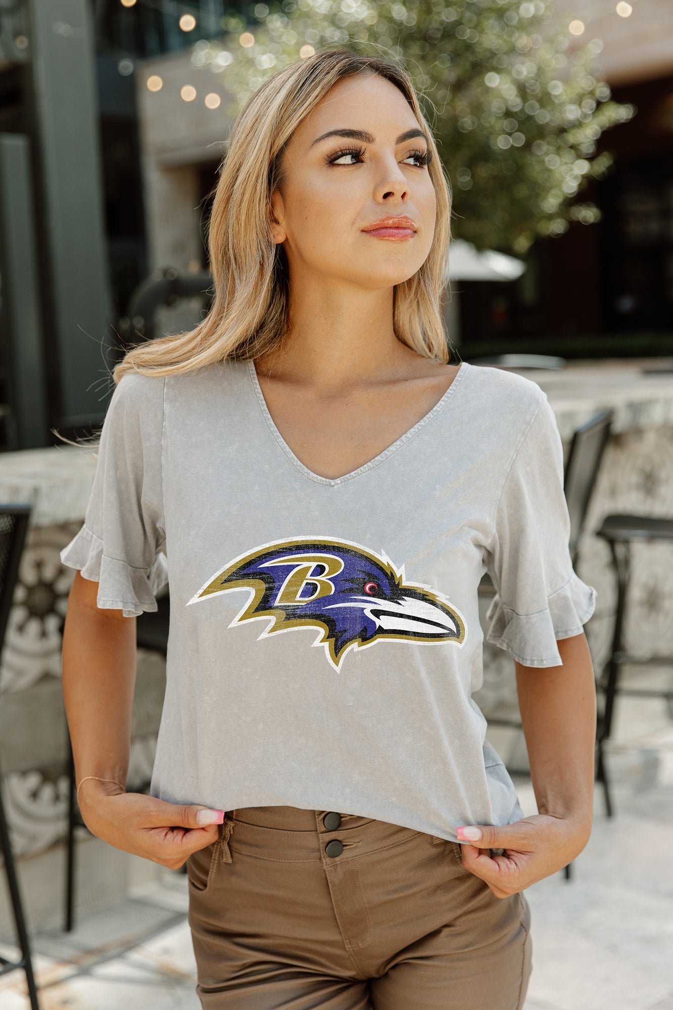 BALTIMORE RAVENS ELITE ELEGANCE STUDDED SLEEVE DETAIL MODERATE LENGTH –  GAMEDAY COUTURE