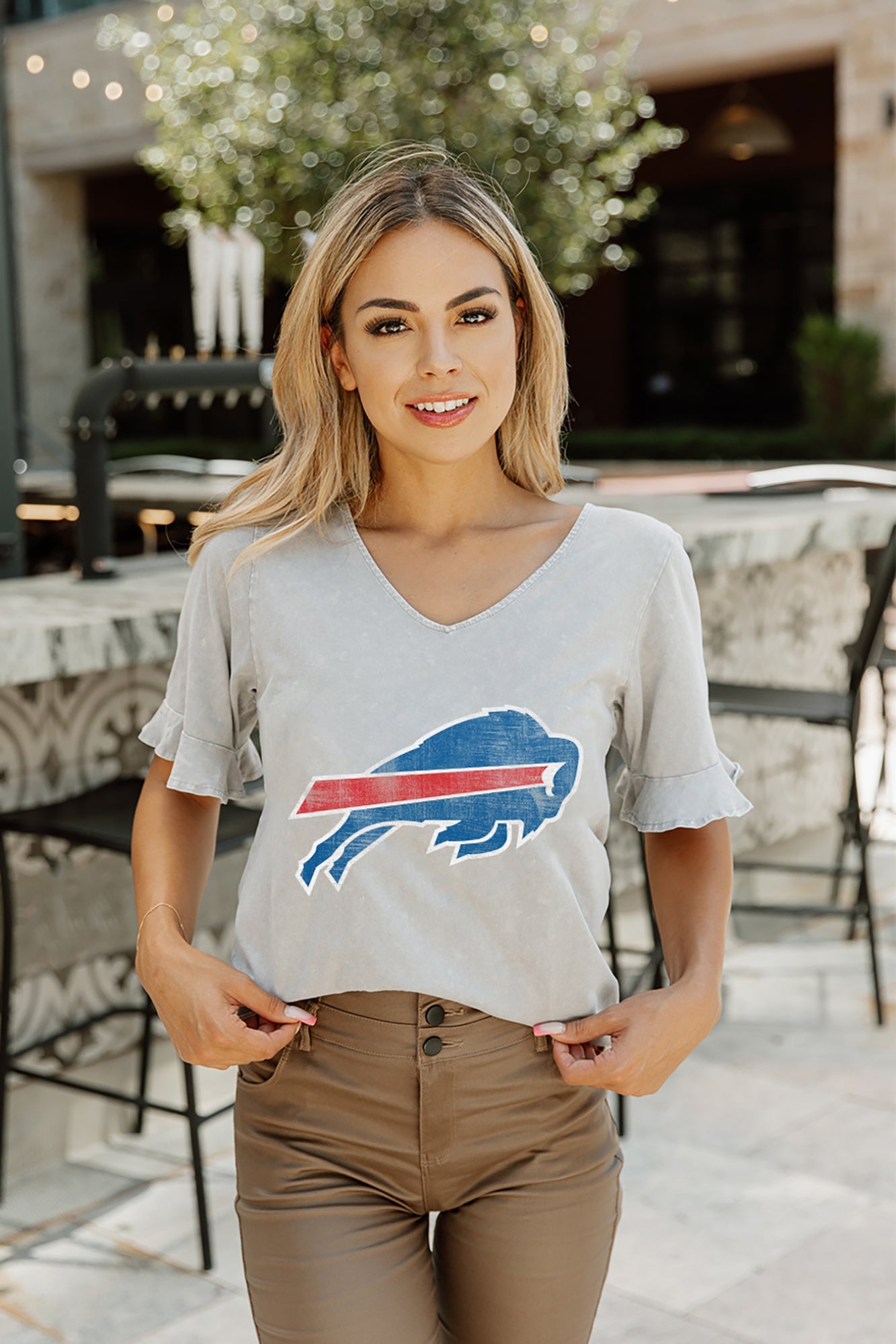 Buffalo Bills Gameday Couture Women's Yard Line Pullover Sweatshirt - White