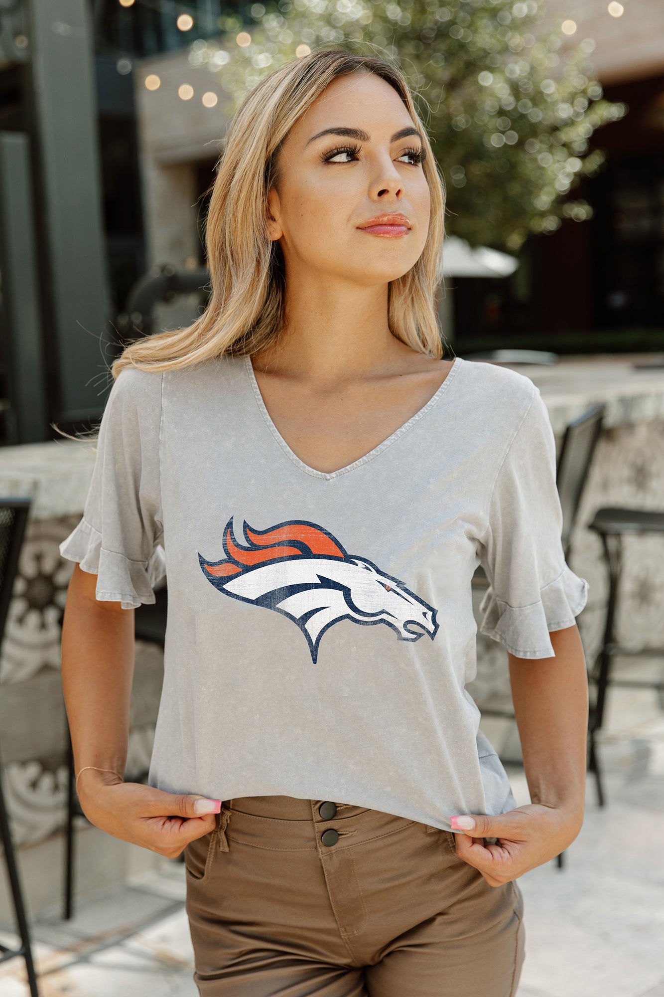 Women's Denver Broncos Gameday Couture White Enforcer Relaxed T-Shirt