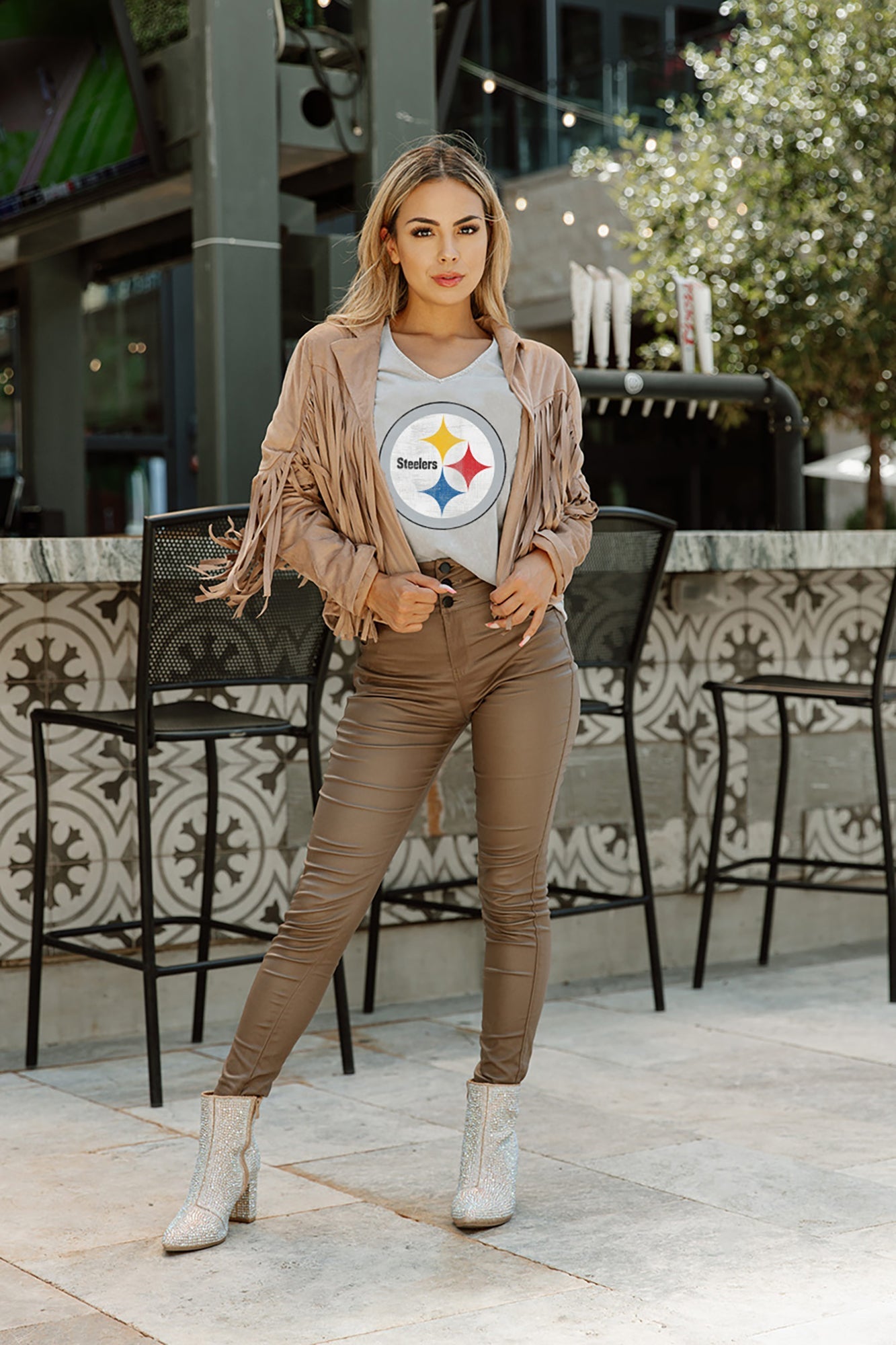 PITTSBURGH STEELERS GL SHORT SLEEVE TOP WITH LINED FLIP-SEQUIN S –  GAMEDAY COUTURE