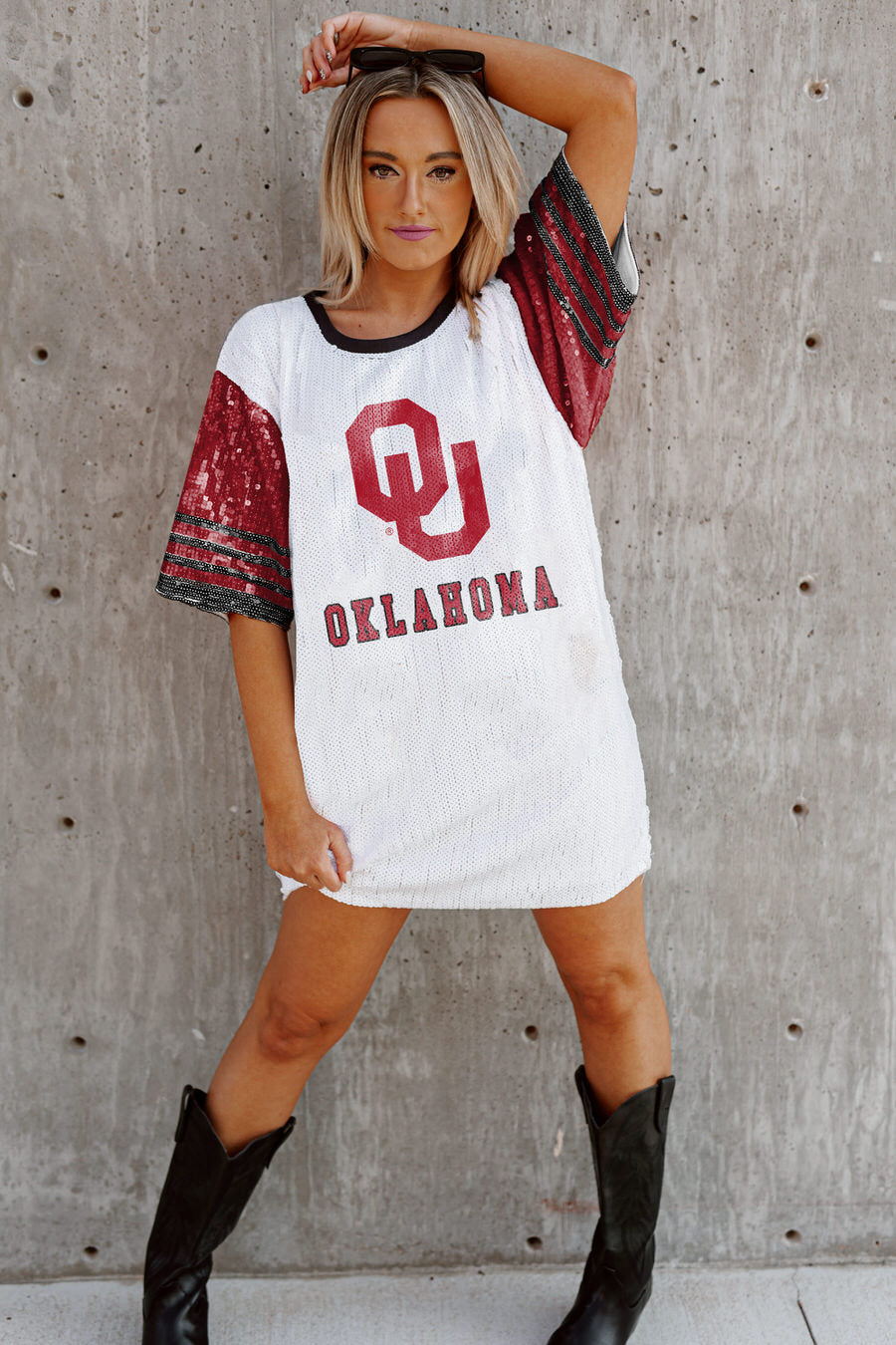 Garnet Sequin Jersey Dress  Gameday dress, Jersey dress, Football jersey  dress