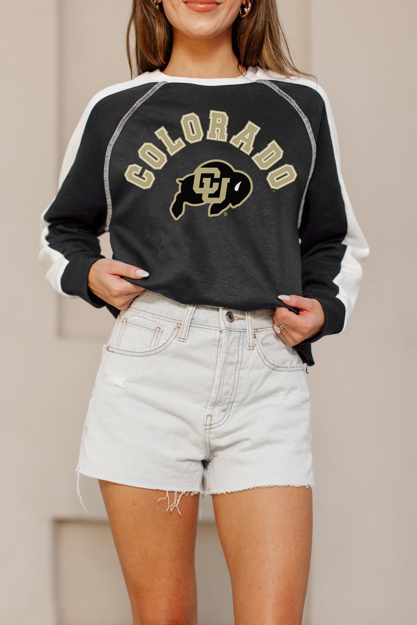 COLORADO BUFFALOES BLINDSIDE CONTRAST DETAIL CROPPED PULLOVER BY MADI PREWETT