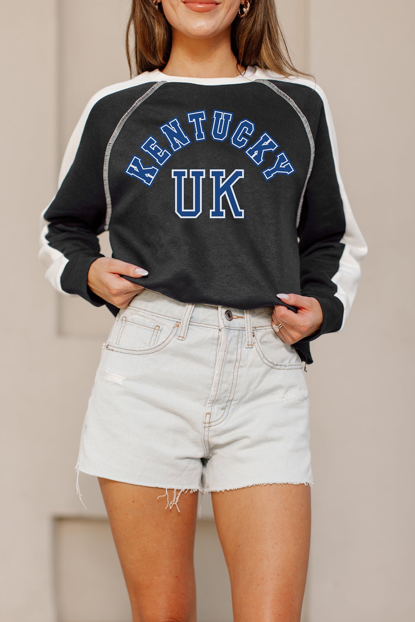 KENTUCKY WILDCATS BLINDSIDE CONTRAST DETAIL CROPPED PULLOVER BY MADI PREWETT