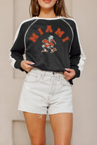 MIAMI HURRICANES BLINDSIDE CONTRAST DETAIL CROPPED PULLOVER BY MADI PREWETT