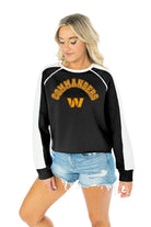 WASHINGTON COMMANDERS HUDDLE UP LONG SLEEVE COLORBLOCK DETAIL FLEECE PULLOVER