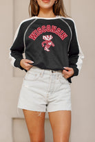 WISCONSIN BADGERS BLINDSIDE CONTRAST DETAIL CROPPED PULLOVER BY MADI PREWETT