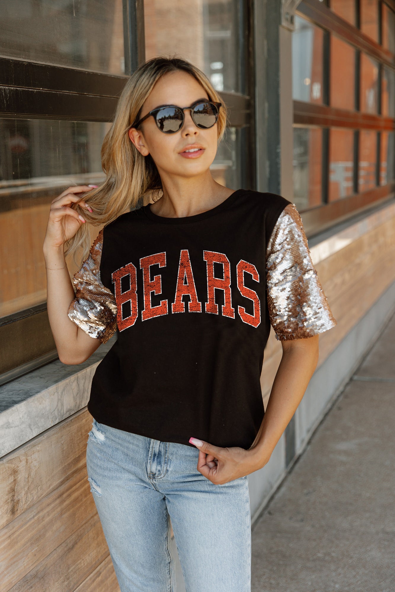 NFL, Tops, Chicago Bears Womens Jersey Shirt With Sequins