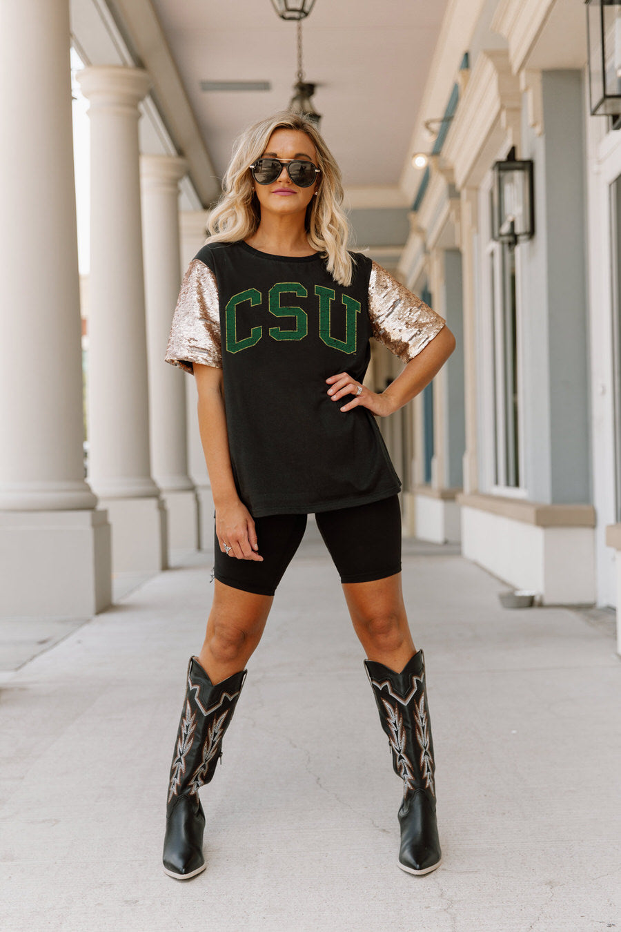 COLORADO STATE RAMS SHINE ON SEQUIN SLEEVE DETAIL