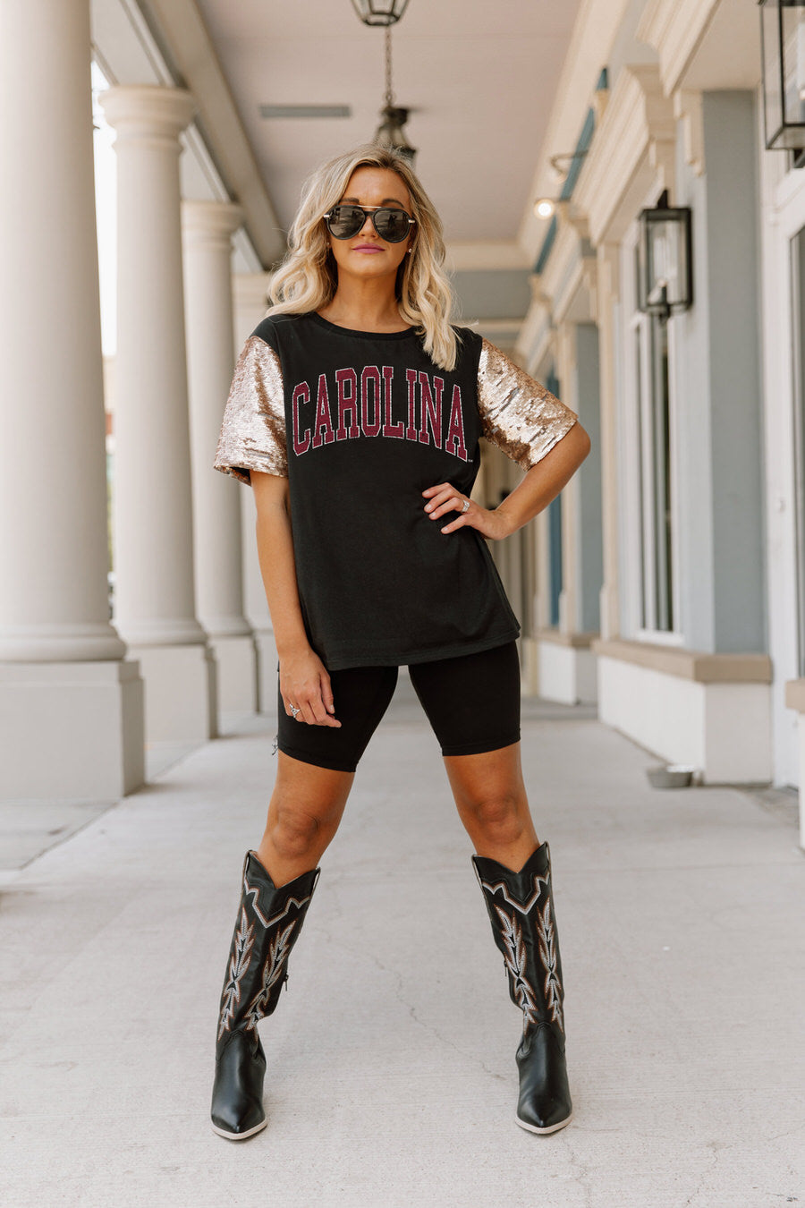 South Carolina Gamecocks football rhinestone bling shirt, all