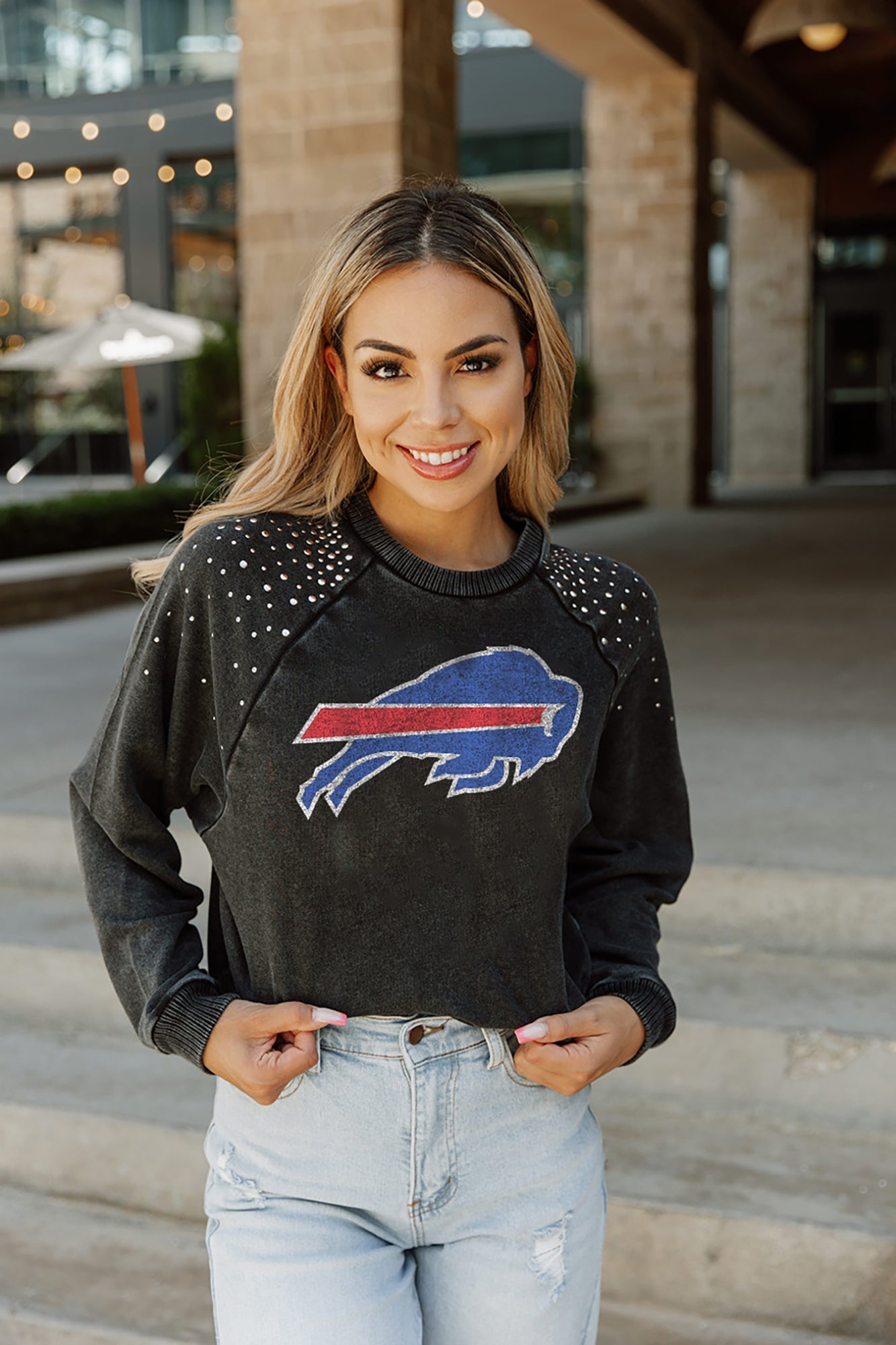 BUFFALO BILLS SUNDAY DRIVES PREMIUM FLEECE DROP SHOULDER CREWNECK PULL –  GAMEDAY COUTURE