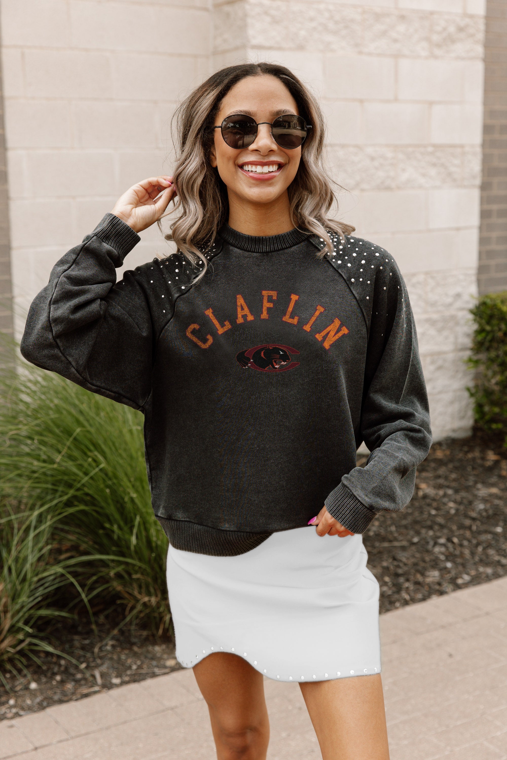 Claflin Panthers Gameday Couture Girls Youth Faded Pullover